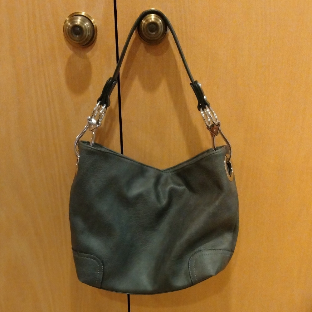 Hobo Bag with Textured Leather With Big Snap Hook Hardware